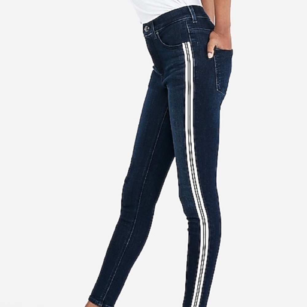 Express High Rise Denim With Side Stripe